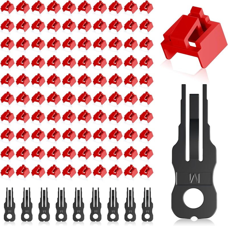 NataLink 100 Pcs RJ45 Port Lock with 10 Key, Locking RJ45 Port/Dust Blocker, RJ45 Dust Cover Cap Female Port Plugs Protector, Compatible RJ45 Port Devices, Red - Image 1